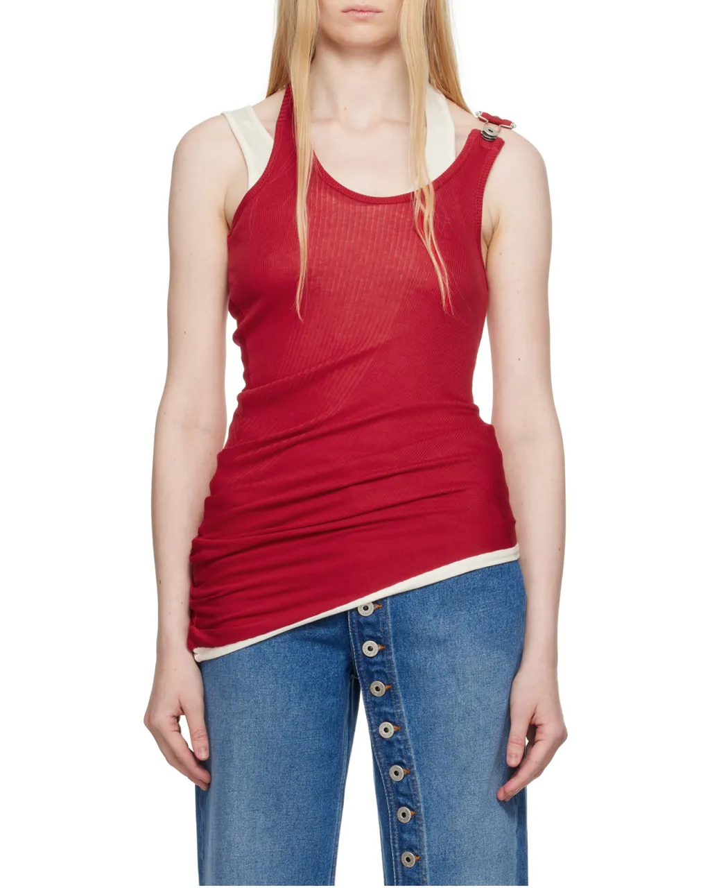 Ribbed Twisted Double-Layer Tank Top