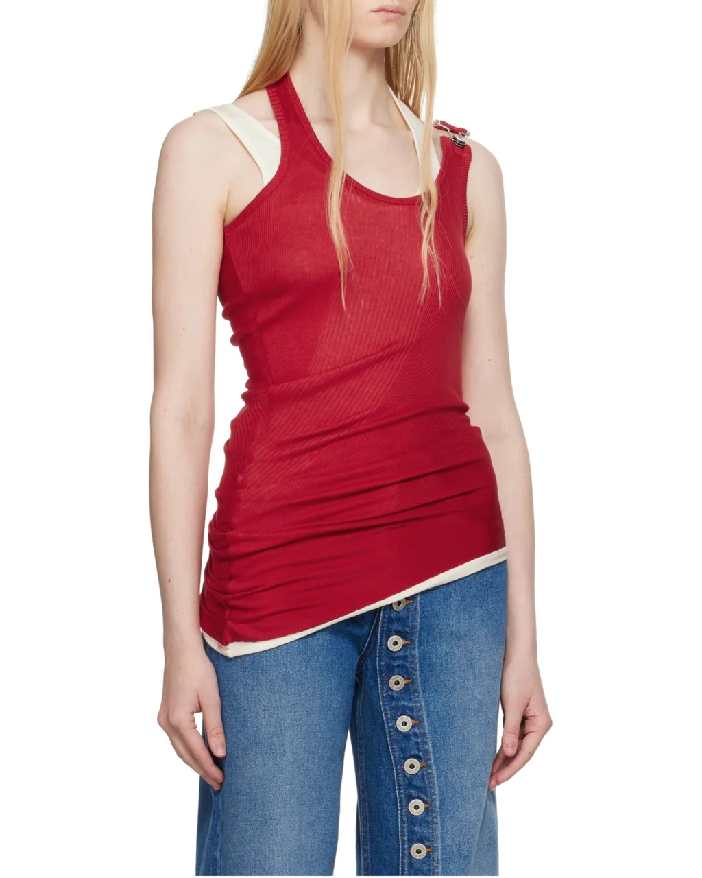 Ribbed Twisted Double-Layer Tank Top