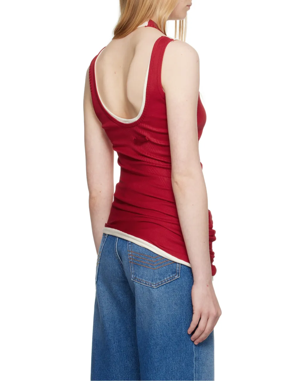 Ribbed Twisted Double-Layer Tank Top