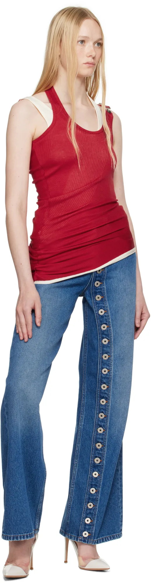 Ribbed Twisted Double-Layer Tank Top