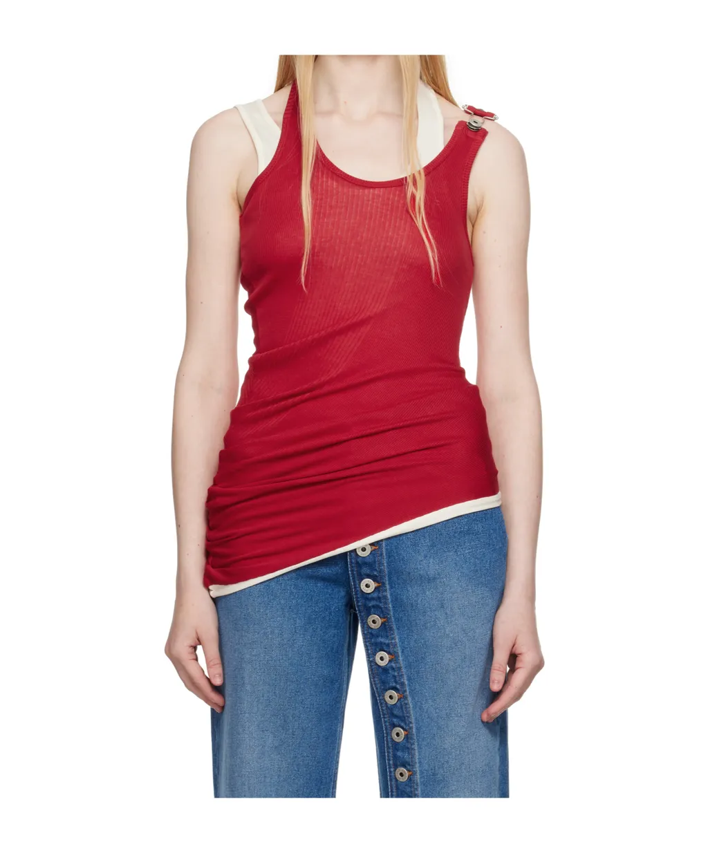 Ribbed Twisted Double-Layer Tank Top