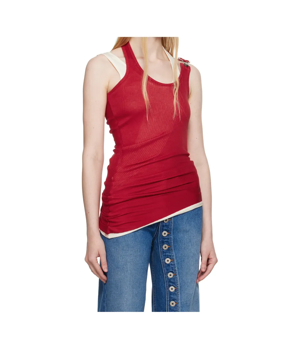Ribbed Twisted Double-Layer Tank Top