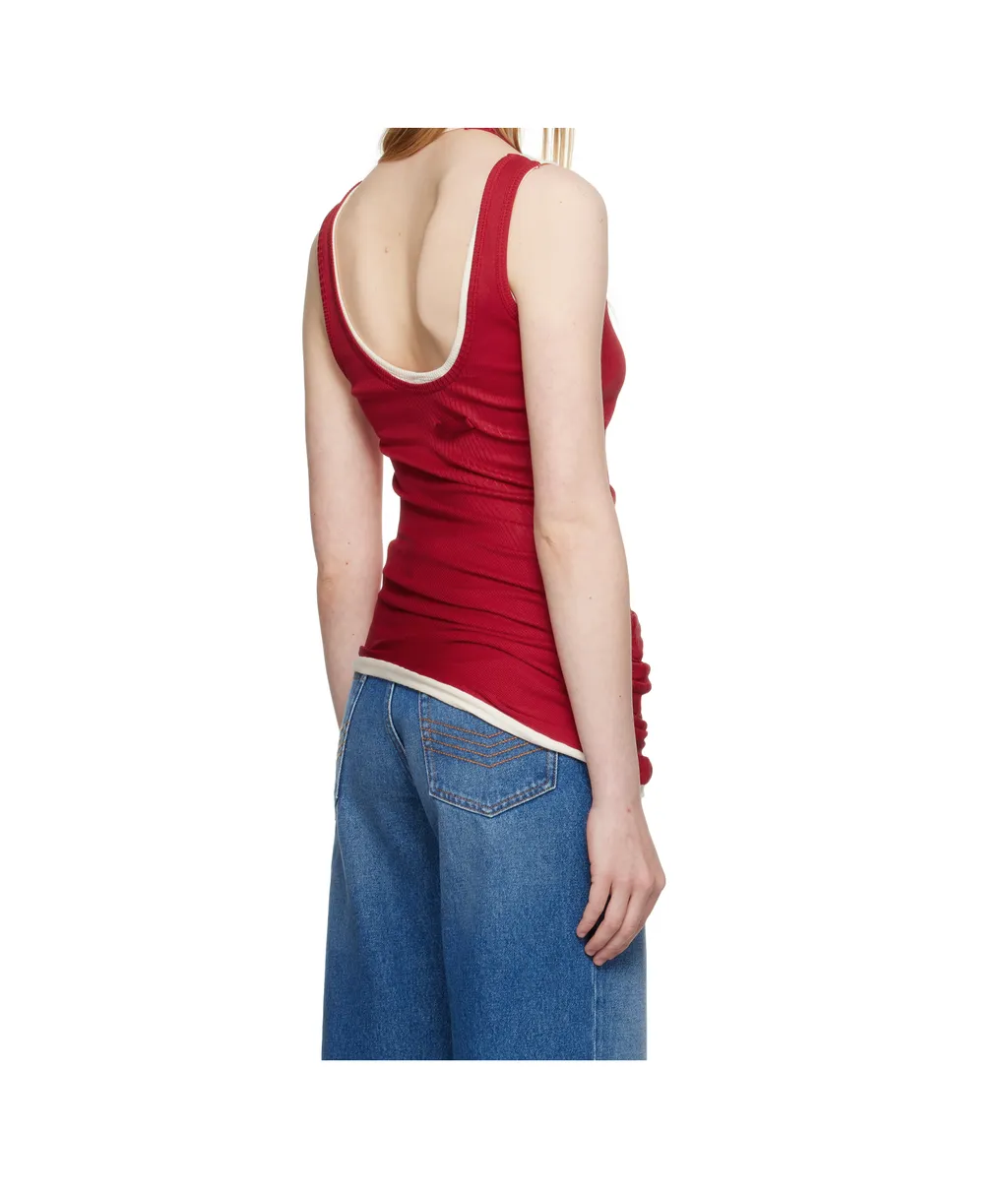 Ribbed Twisted Double-Layer Tank Top