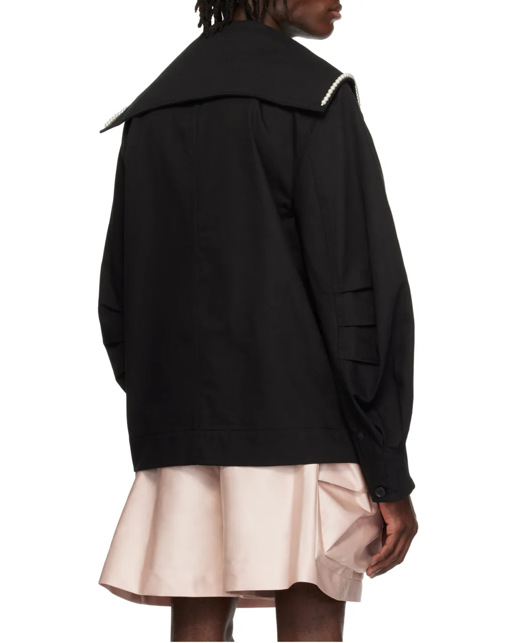 Beaded Sailor Collar Workwear Jacket