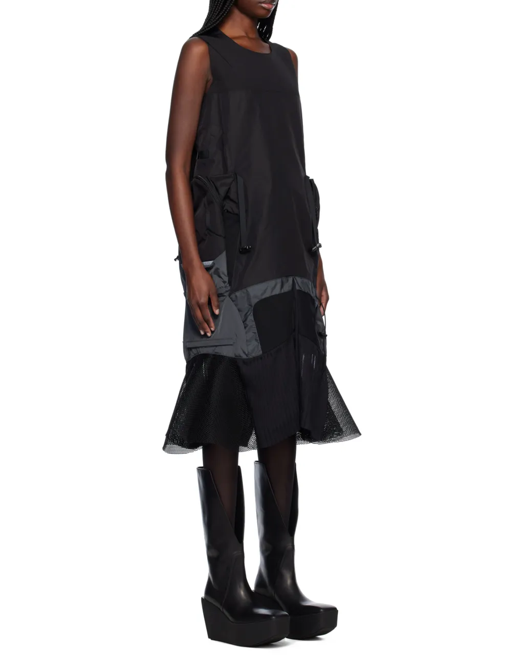 Black Paneled Midi Dress
