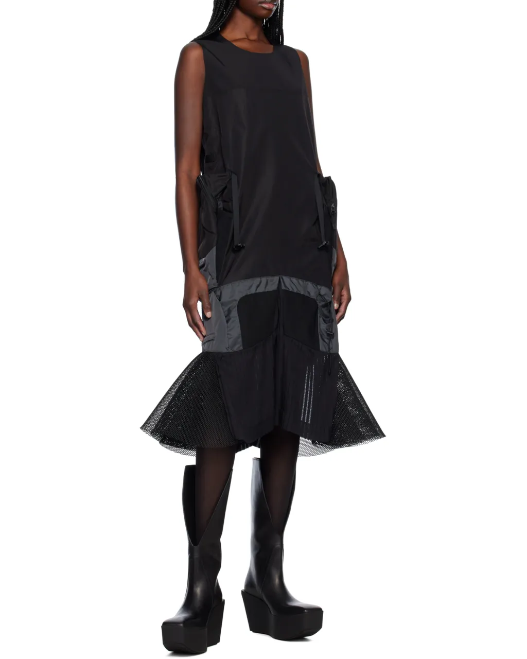 Black Paneled Midi Dress