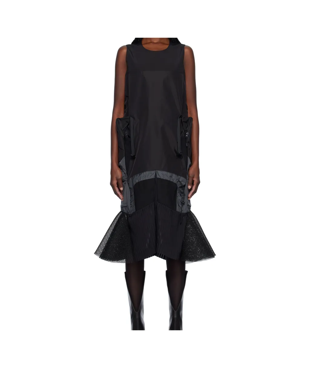 Black Paneled Midi Dress