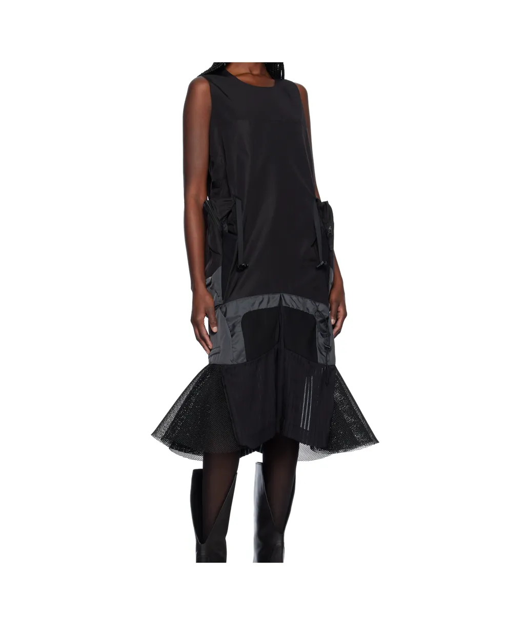 Black Paneled Midi Dress