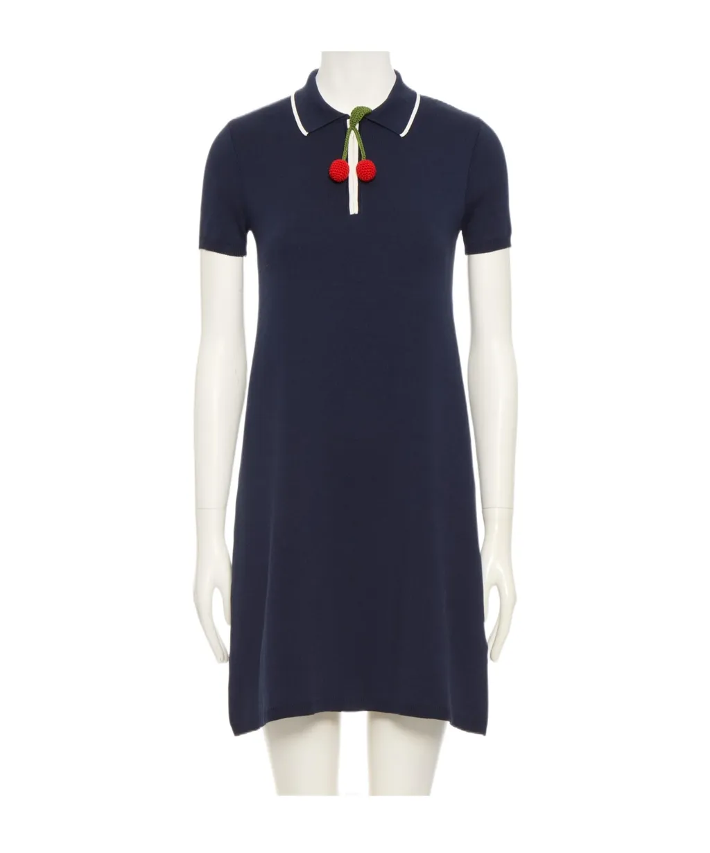 Embroidered Cotton Knit Dress