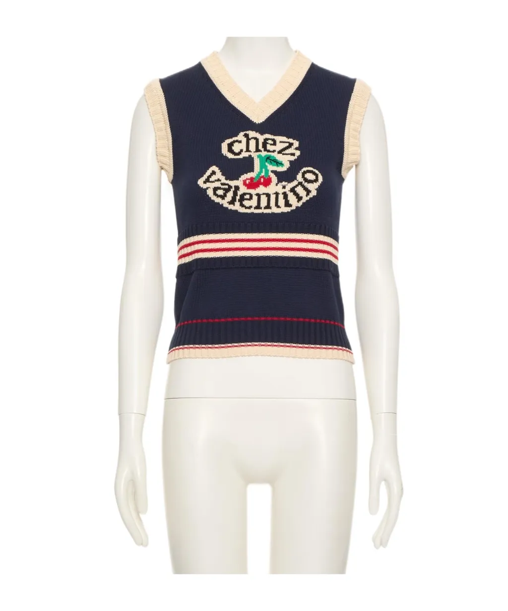 Valentino Chez Valentino Logo V-Neck Top