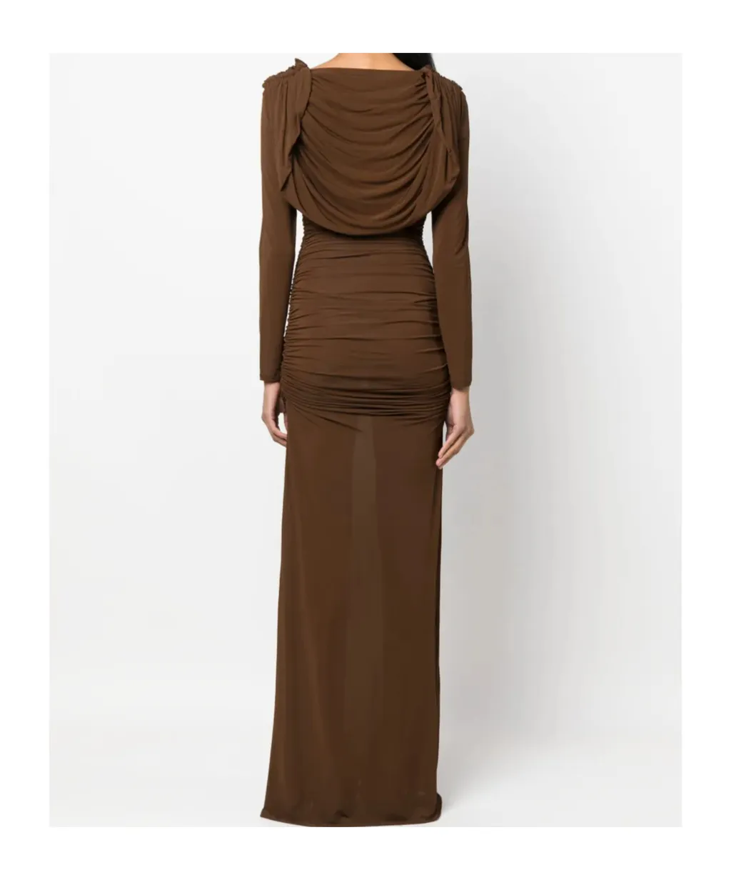 Cowl-Neck Draped Maxi Dress