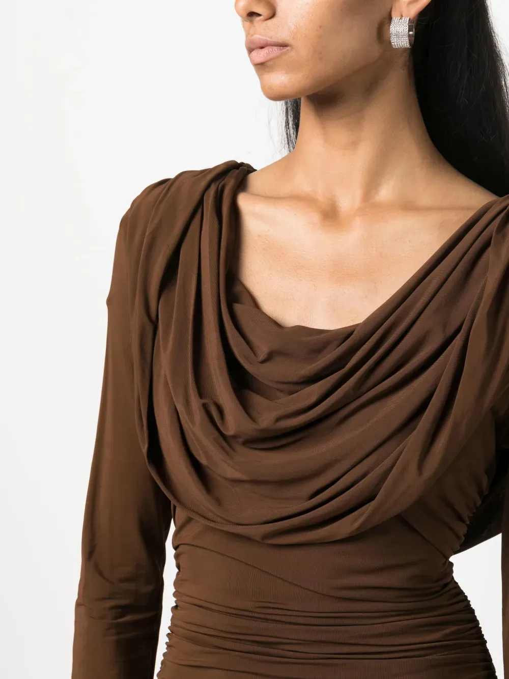 Cowl-Neck Draped Maxi Dress