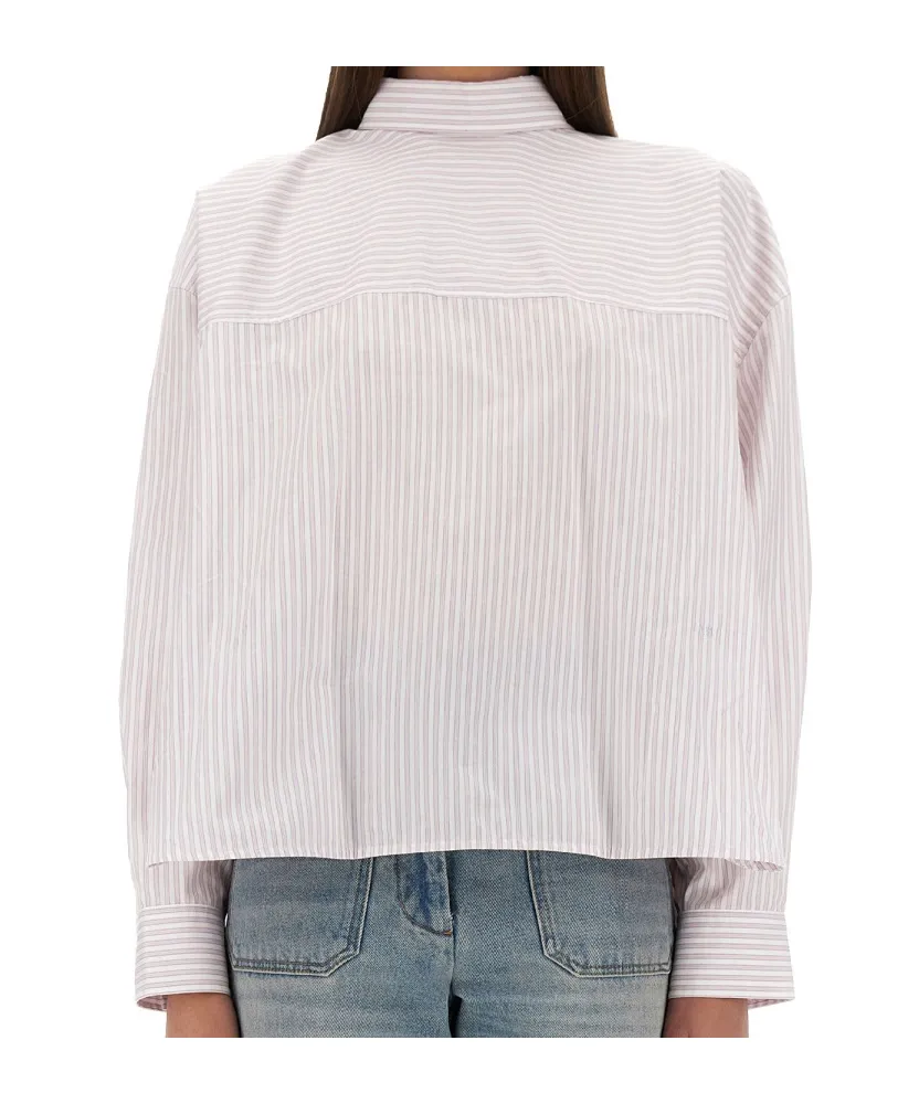 Victoria Beckham Striped Curved Hem Shirt