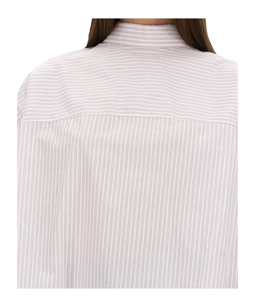Victoria Beckham Striped Curved Hem Shirt