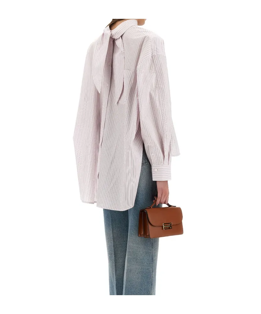 Victoria Beckham Striped Curved Hem Shirt