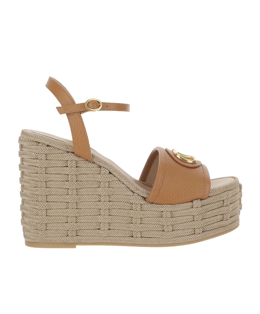 Valentino Vlogo Signature Open Toe Wedge Sandals
