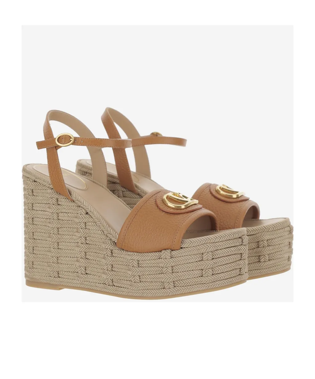 Valentino Vlogo Signature Open Toe Wedge Sandals