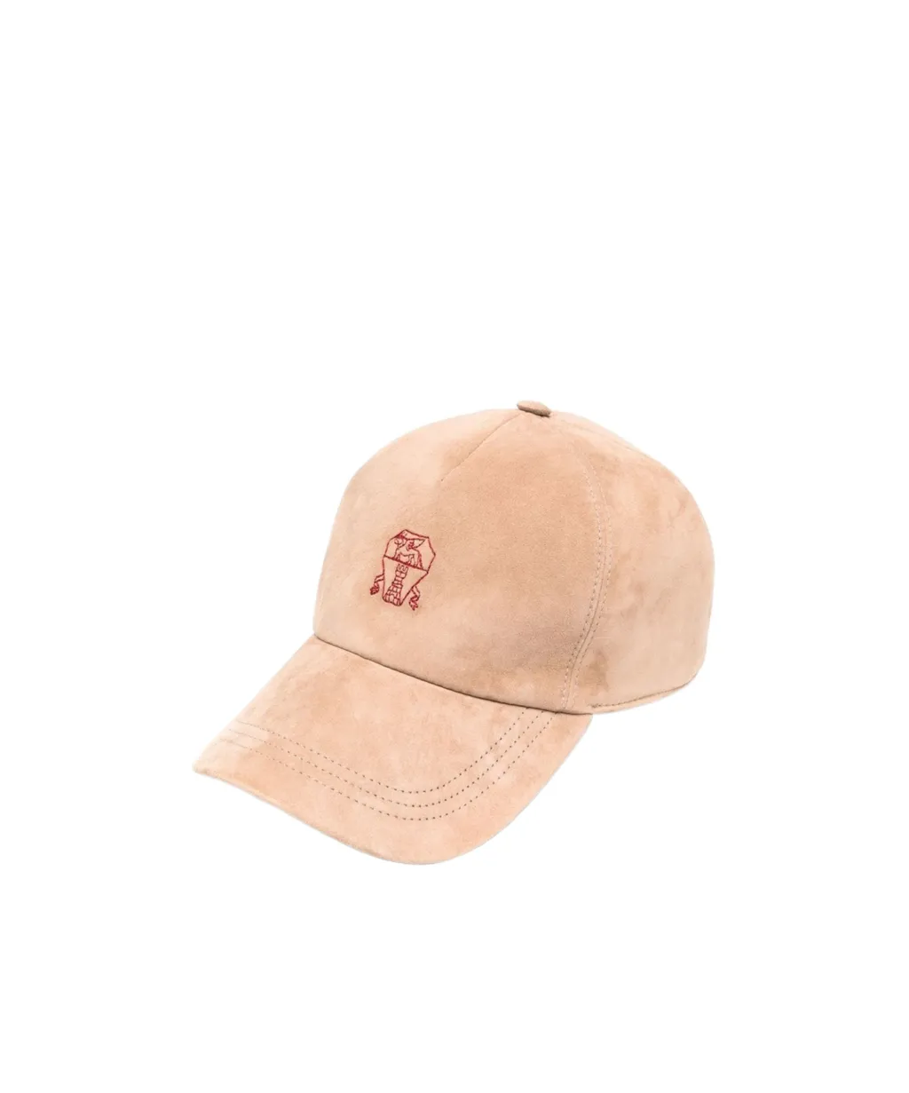 Embroidered-Logo Suede Cap