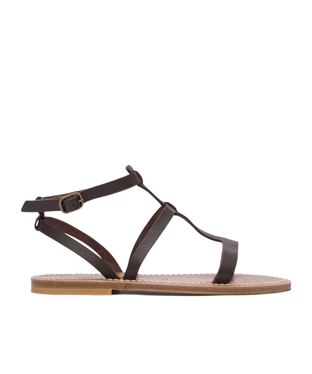 Buckle-Fastening Leather Sandals