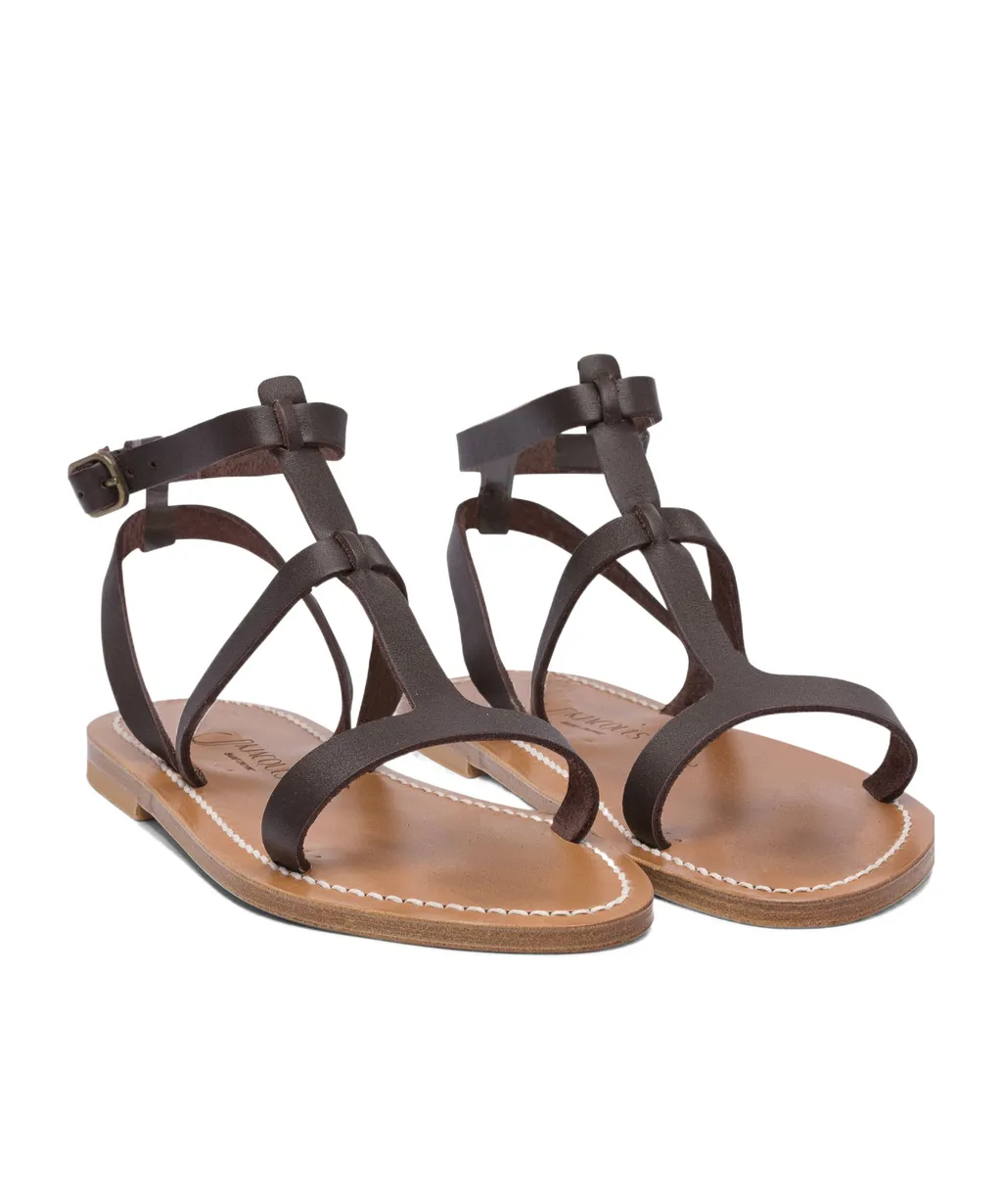 Buckle-Fastening Leather Sandals