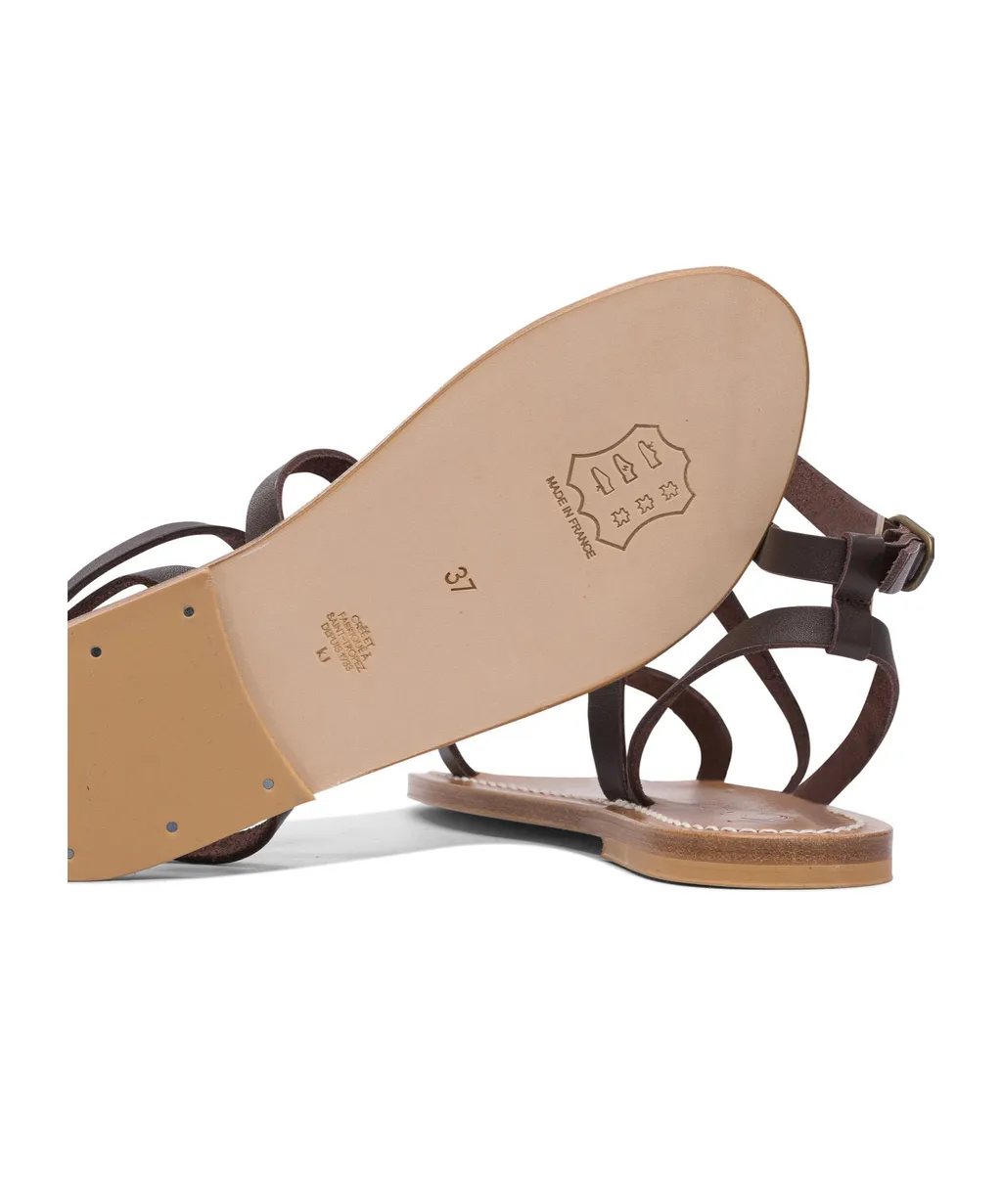 Buckle-Fastening Leather Sandals