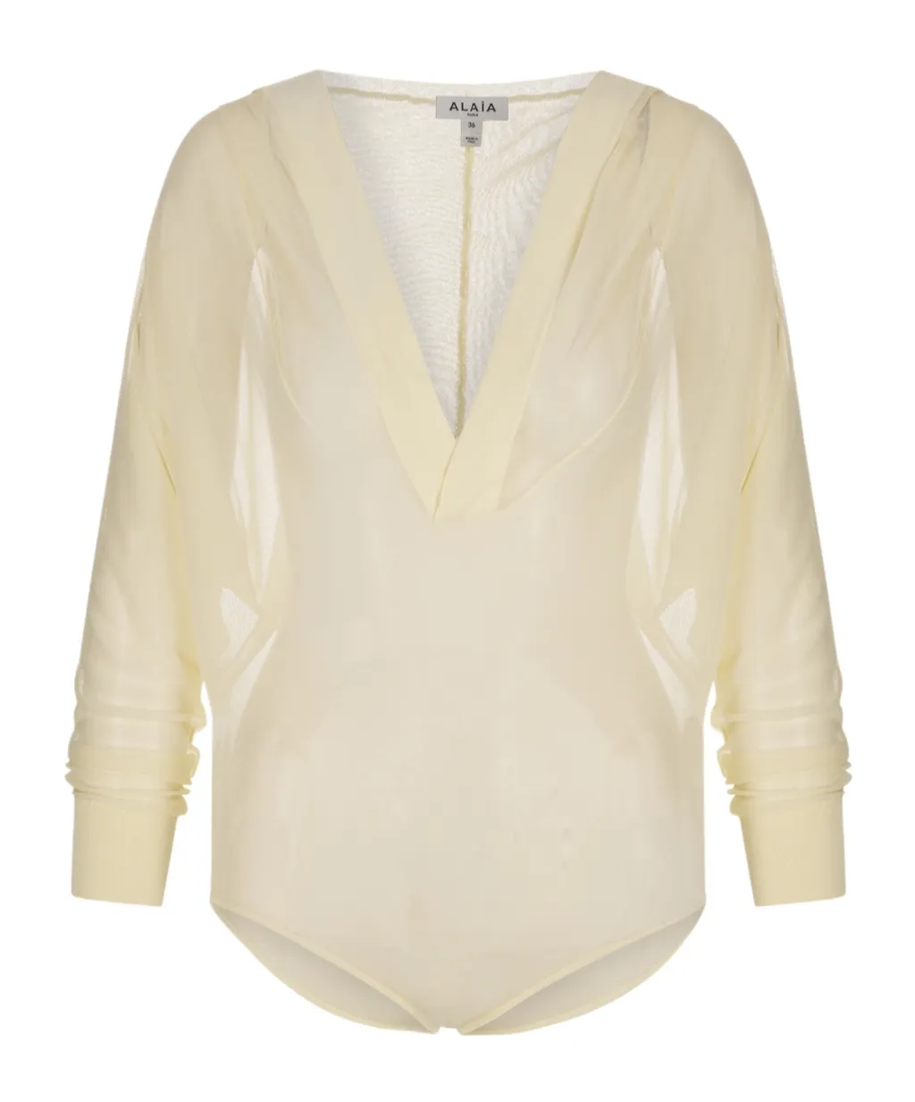AlaÏA Fine Knitted Hooded Bodysuit