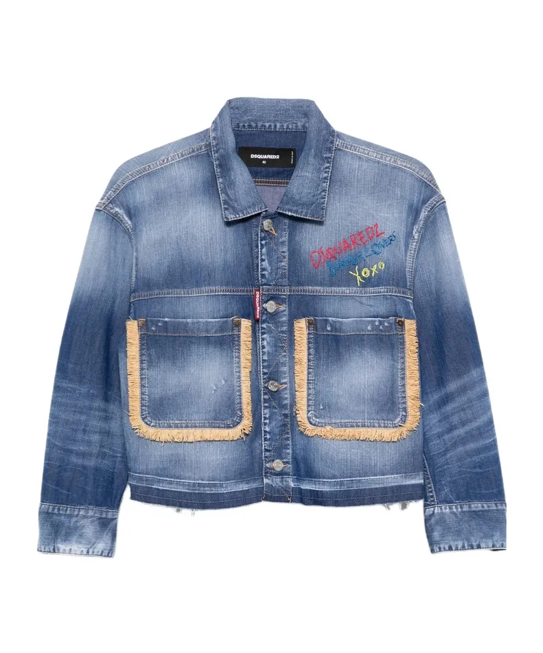 Dsquared2 Summer Lovers Medium Wash Maxi Denim Jacket