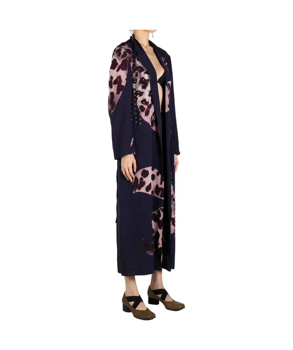 Floral Print Embellished Coat