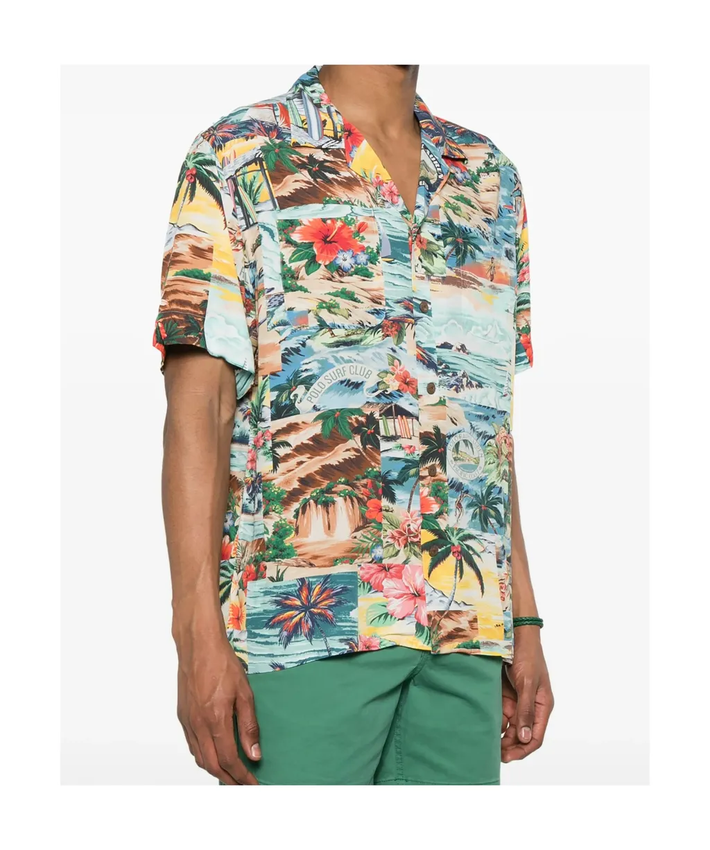 Patchwork-Print Camp Shirt