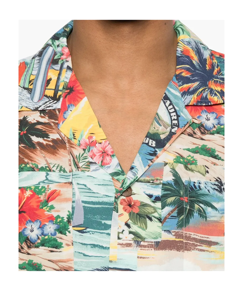 Patchwork-Print Camp Shirt