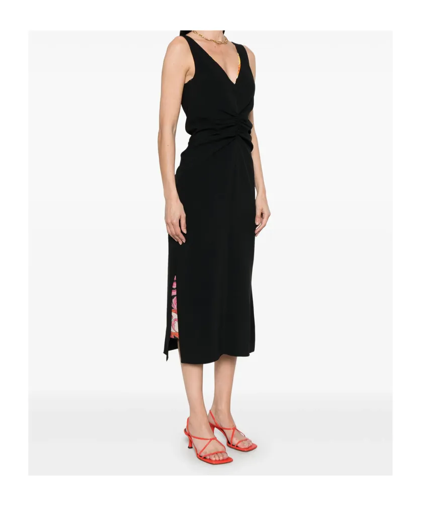 Ruched-Detailed Midi Dress