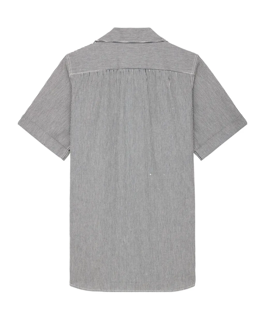 Tunic Mini Dress In Hickory Striped Cotton