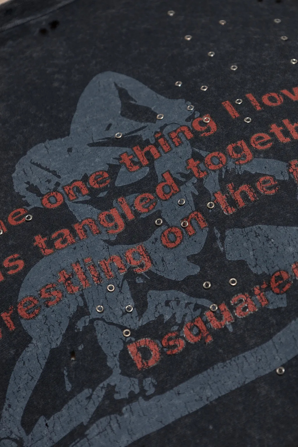 Dsquared2 Distressed Rivet-Embellished Printed T-Shirt