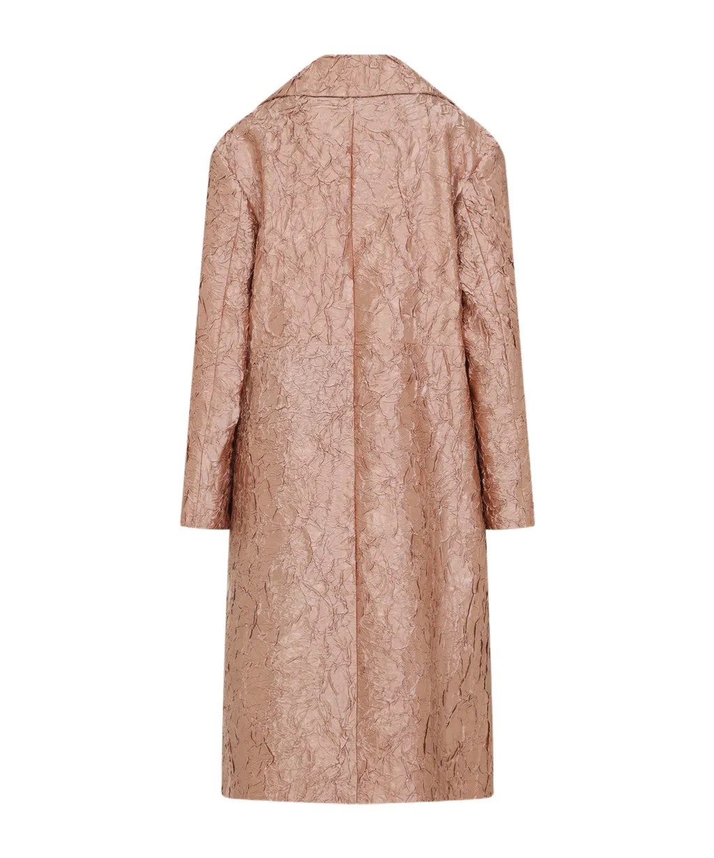 Dries Van Noten Crinkle Effect Single Breasted Coat