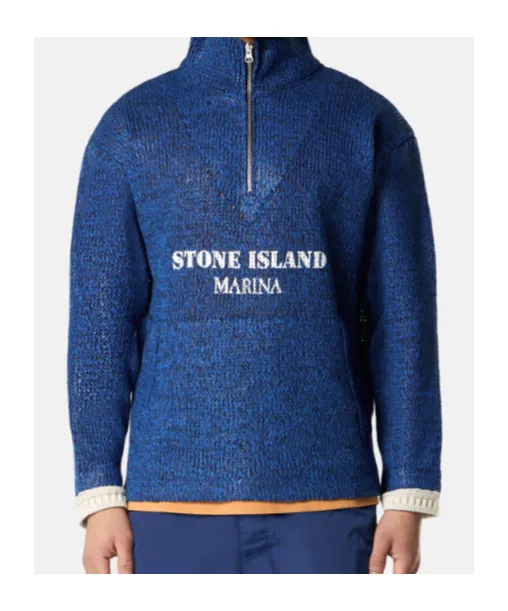 Stone Island Rubberised Effect Oversized-Fit Half-Zipper Jumper