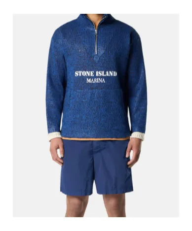 Stone Island Rubberised Effect Oversized-Fit Half-Zipper Jumper
