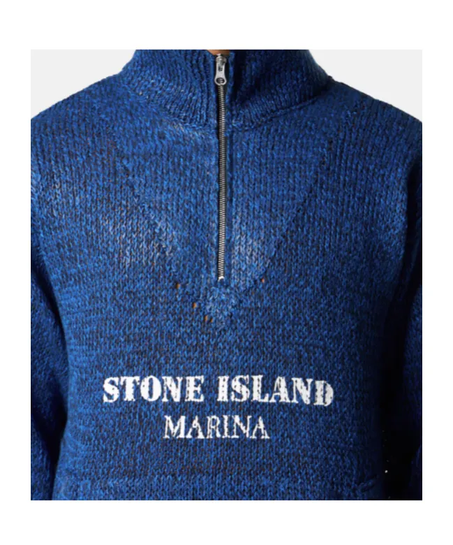 Stone Island Rubberised Effect Oversized-Fit Half-Zipper Jumper