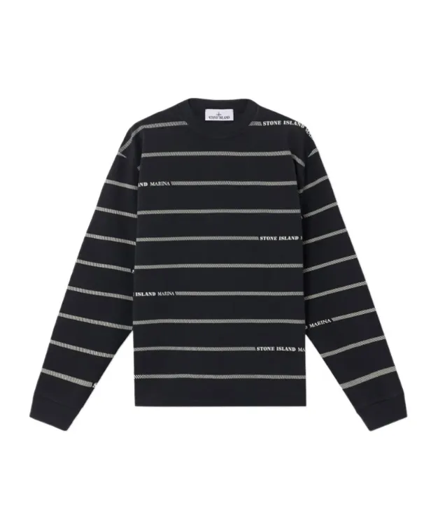 Stone Island Striped Oversized Fit Crewneck Sweatshirt