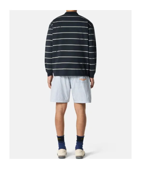 Stone Island Striped Oversized Fit Crewneck Sweatshirt