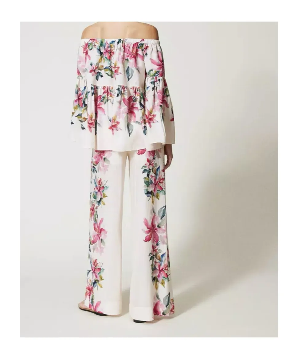 Floral-Print Wide-Leg Trousers
