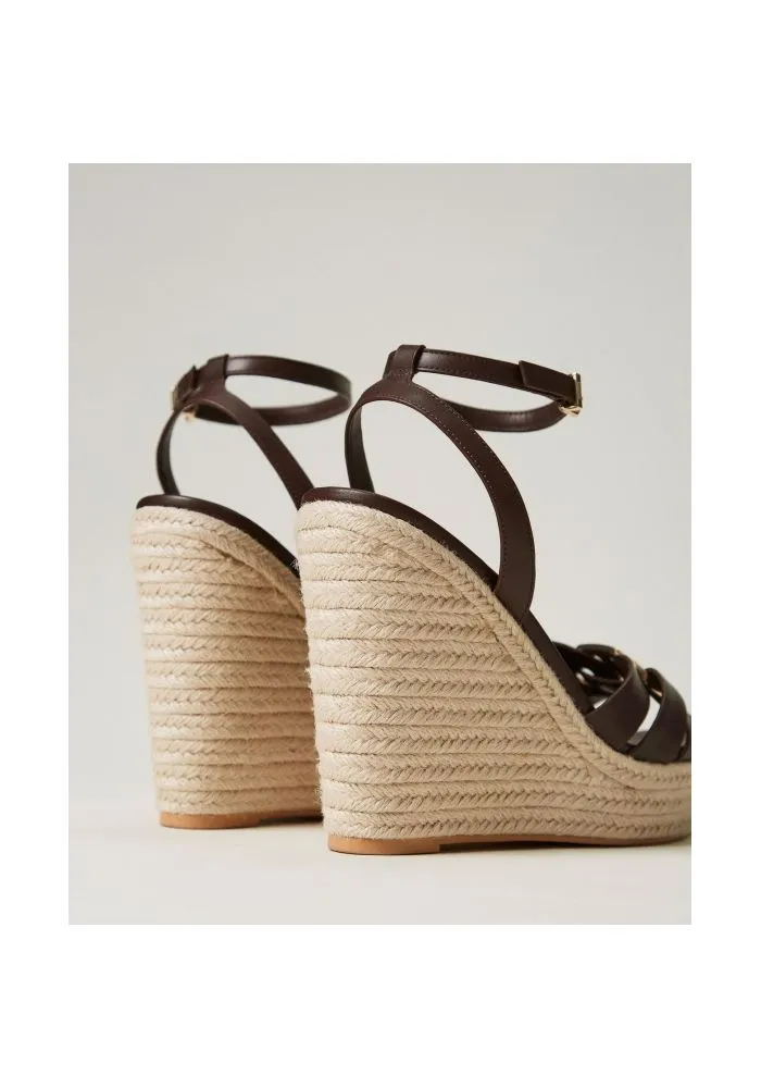 Twinset Leather And Rope Wedge Sandals