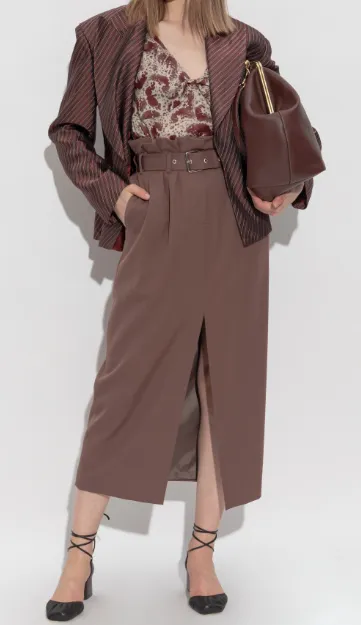 Dries Van Noten Seaches Belted Midi Skirt