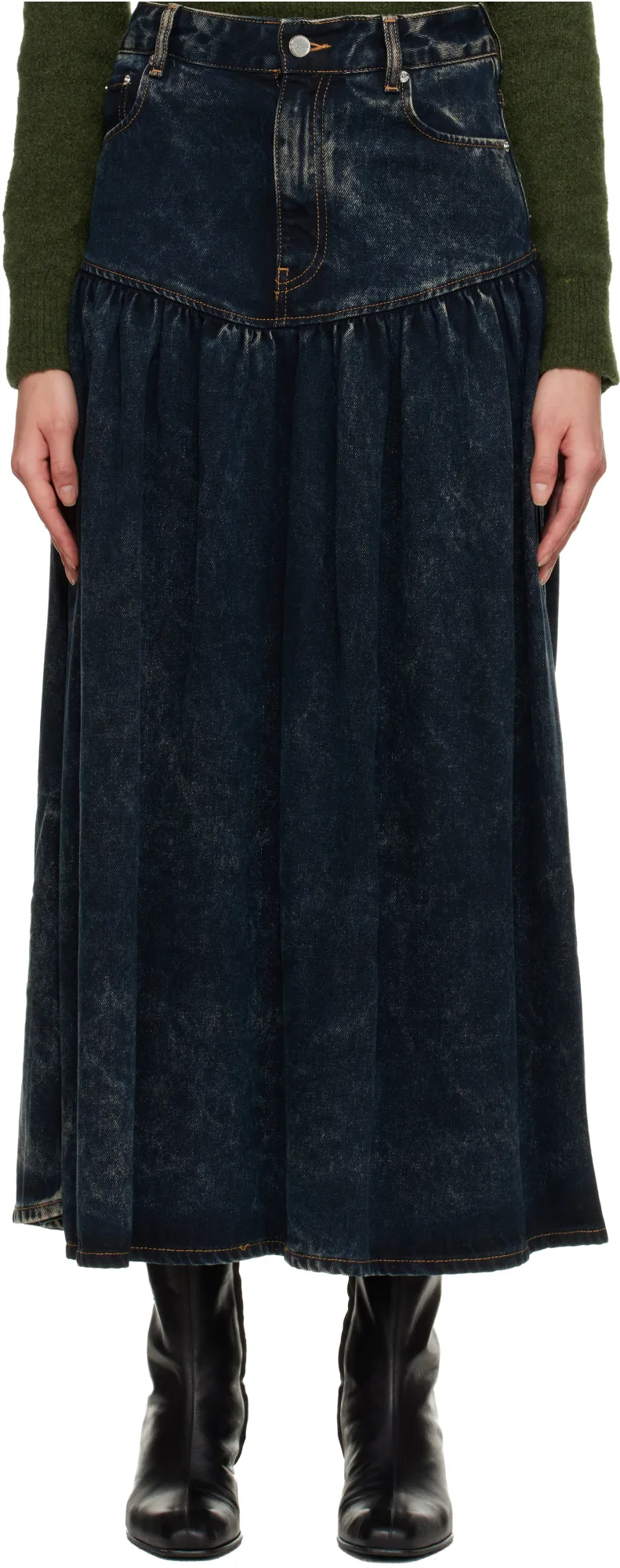 Ganni Washed Denim Skirt