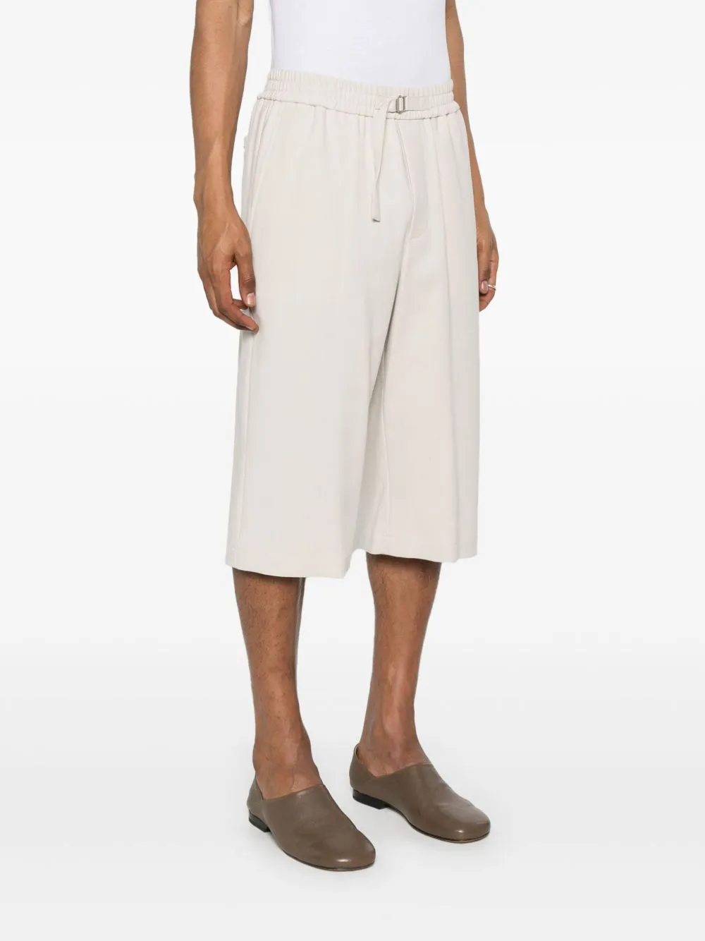 Ami Paris Logo Plaque Belted Shorts
