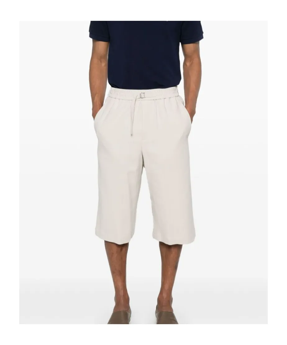 Ami Paris Logo Plaque Belted Shorts