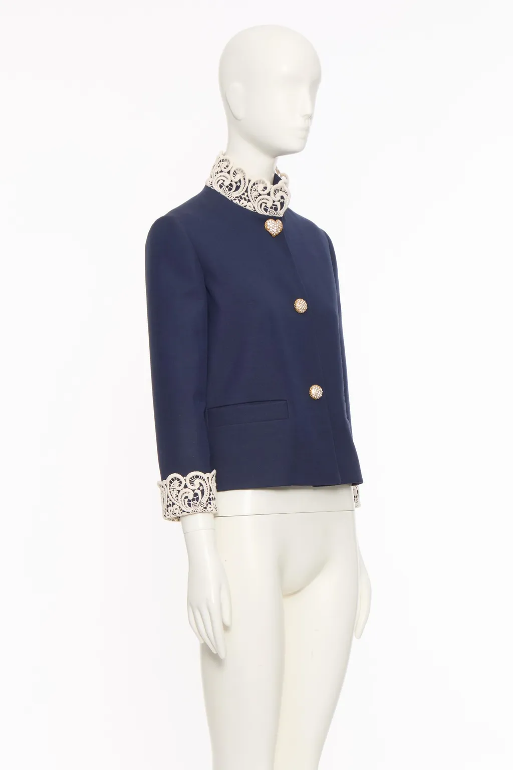 Lace-Trimmed Button-Detail Jacket