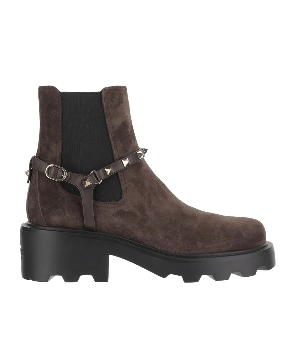 Valentino Garavani Rockstud Buckle Strap Chelsea Boots