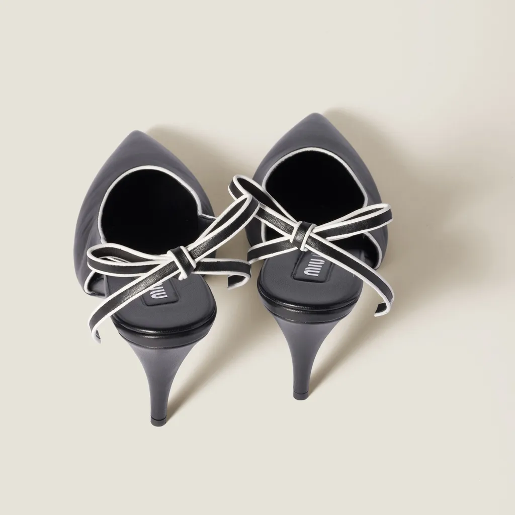 Miu Miu Bow-Detailed Pointed-Toe Slingback Pumps