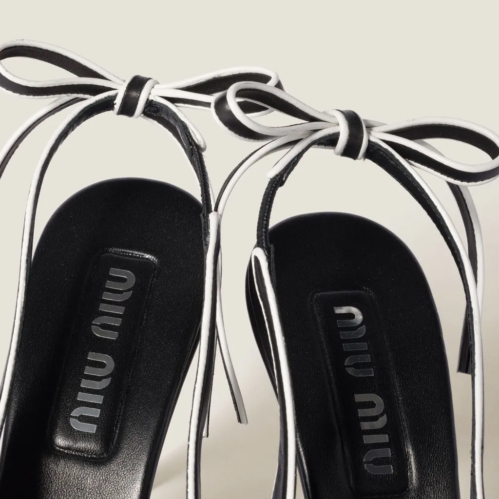Miu Miu Bow-Detailed Pointed-Toe Slingback Pumps