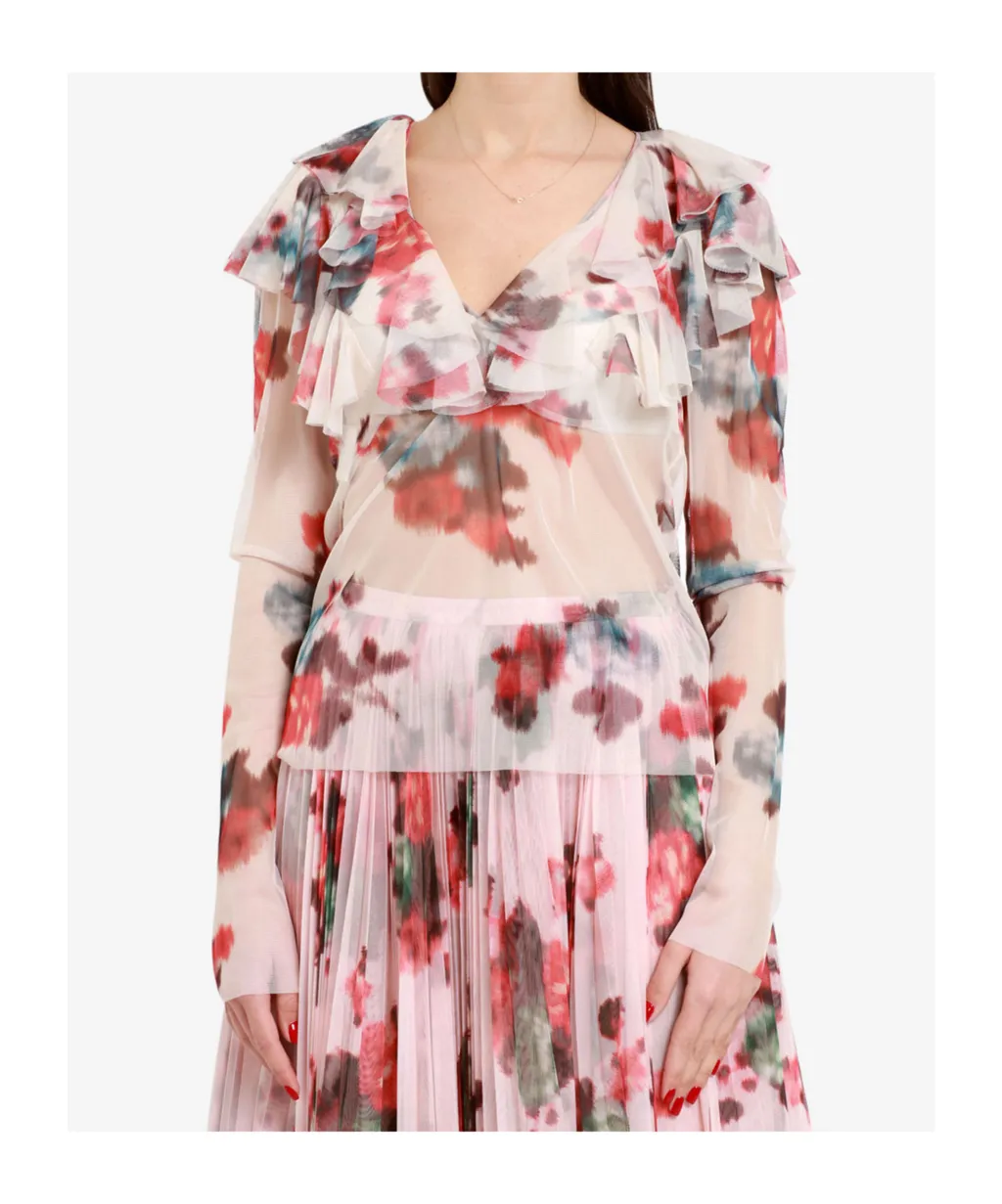 Printed Tulle Blouse